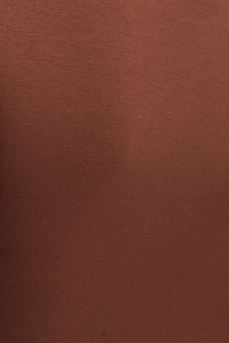 BODYSUIT Brown Long Sleeve Jersey Twist Front Bodysuit for Women by Ally