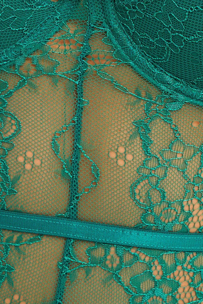 Sweetheart Green Crochet Lace Bodysuit - 10