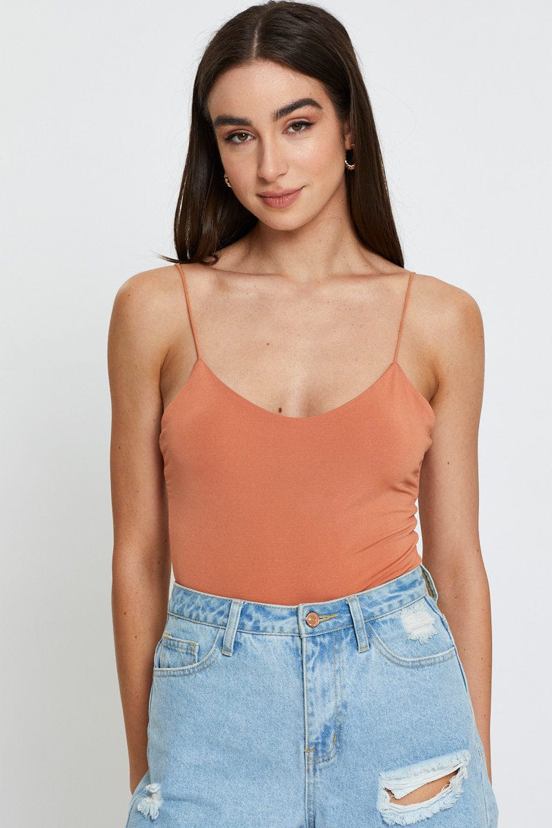 BODYSUIT Rust Bodysuit Top for Women by Ally