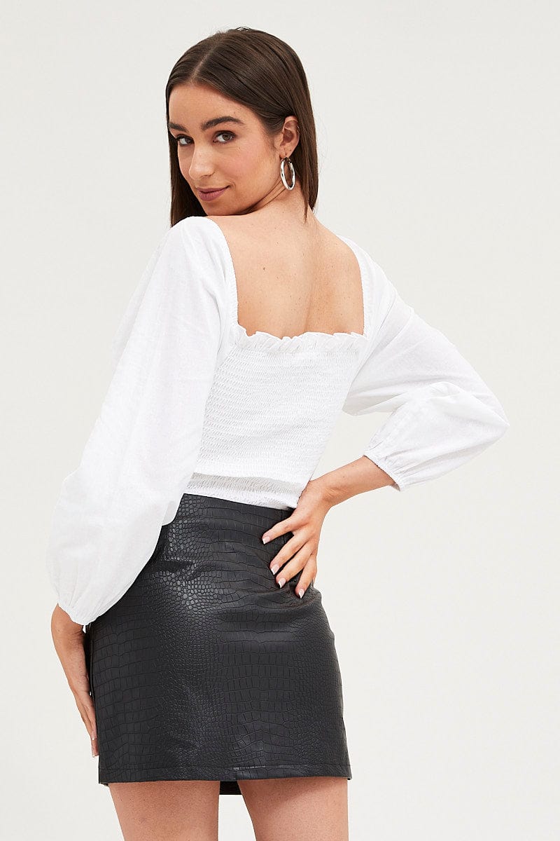 BODYSUIT White Bodysuit Top Long Sleeve for Women by Ally