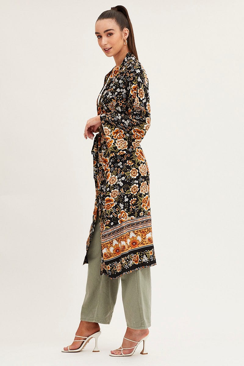 BOLERO Boho Print Long Sleeve Longline Kimono for Women by Ally