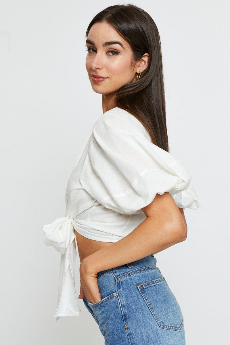 BOLERO White Crop Bolero Short Sleeve for Women by Ally