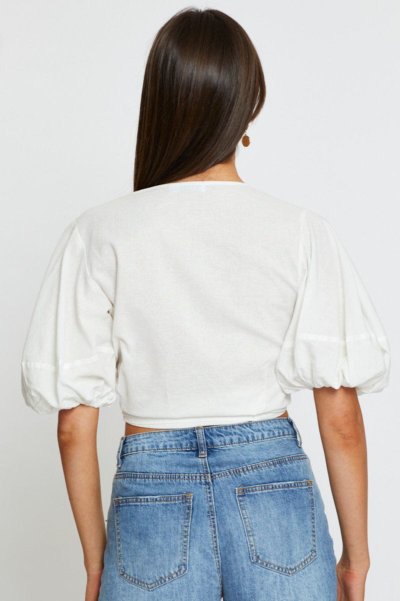 BOLERO White Crop Bolero Short Sleeve for Women by Ally