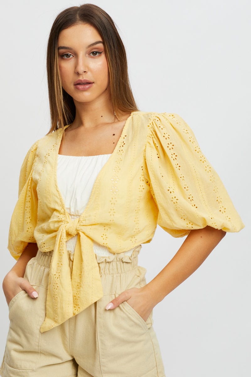 BOLERO Yellow Broderie Bolero for Women by Ally