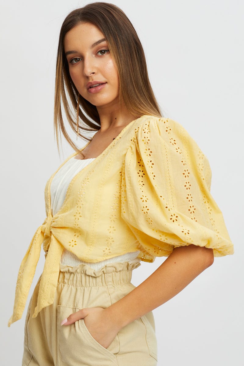 BOLERO Yellow Broderie Bolero for Women by Ally