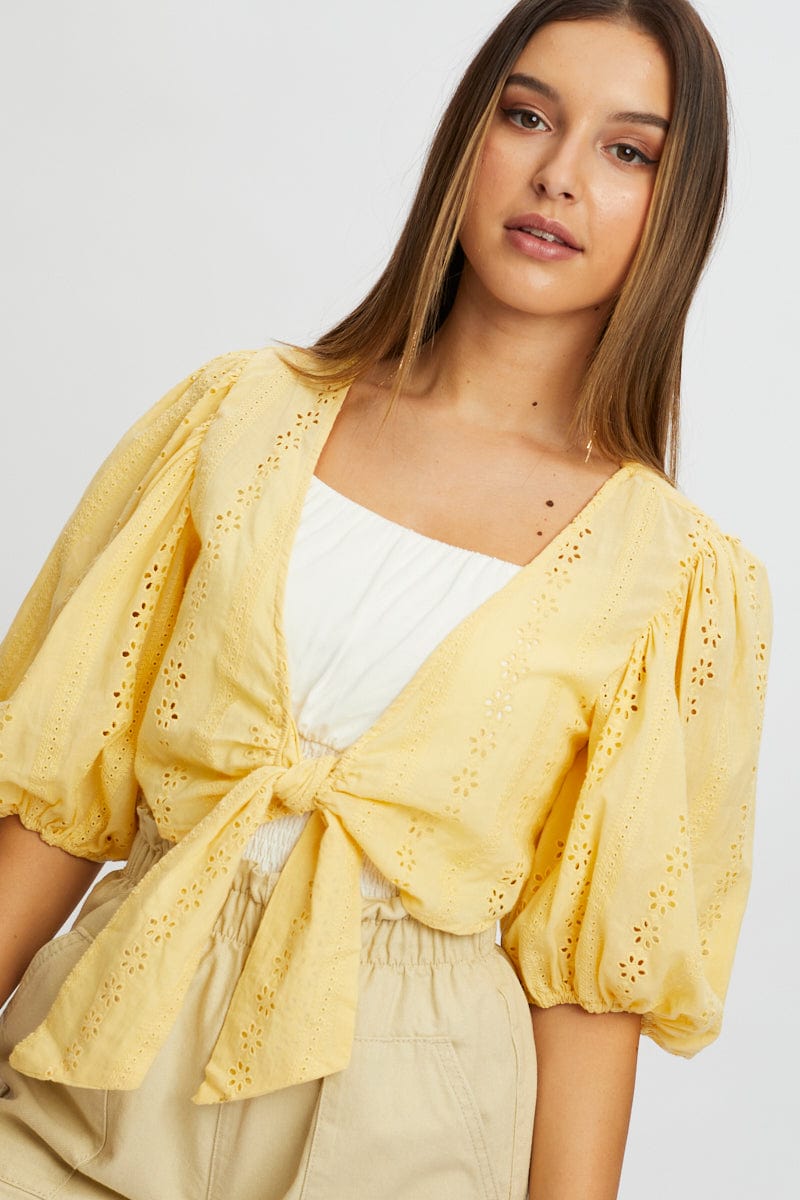 BOLERO Yellow Broderie Bolero for Women by Ally