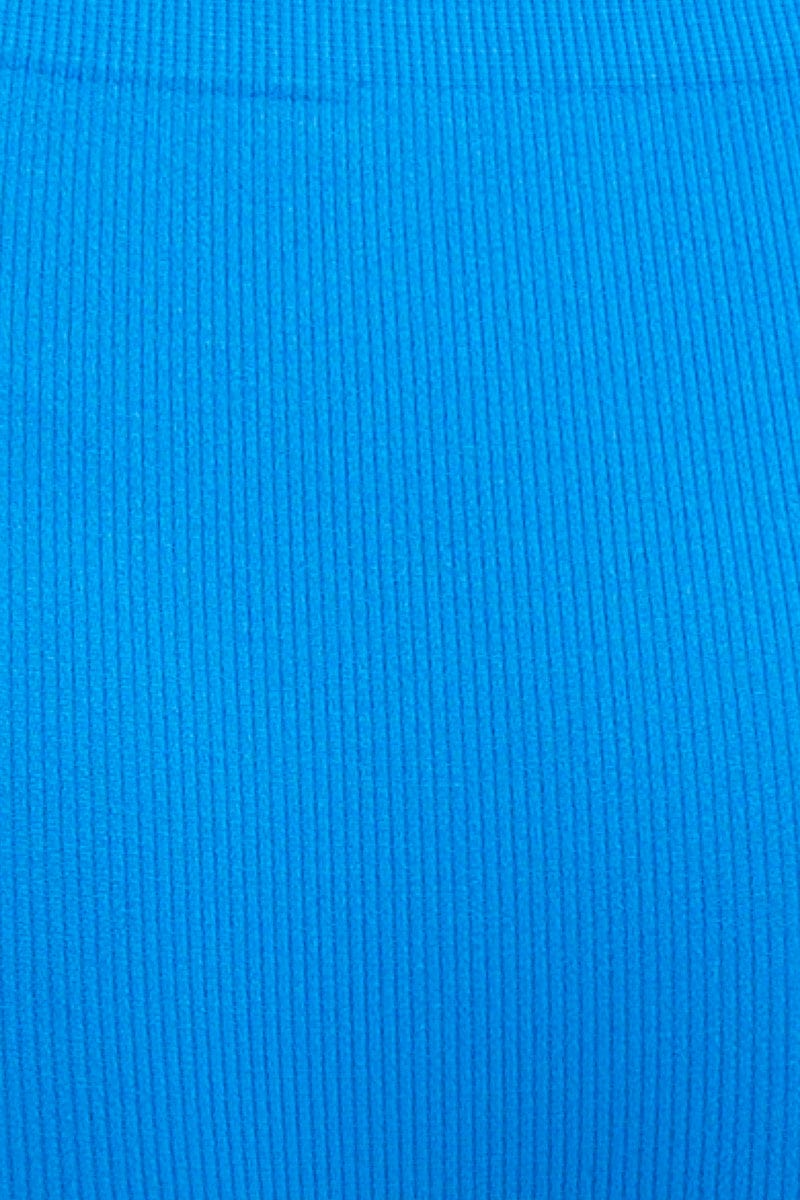 BOTTOM Blue Seamless Rib Bike Short for Women by Ally