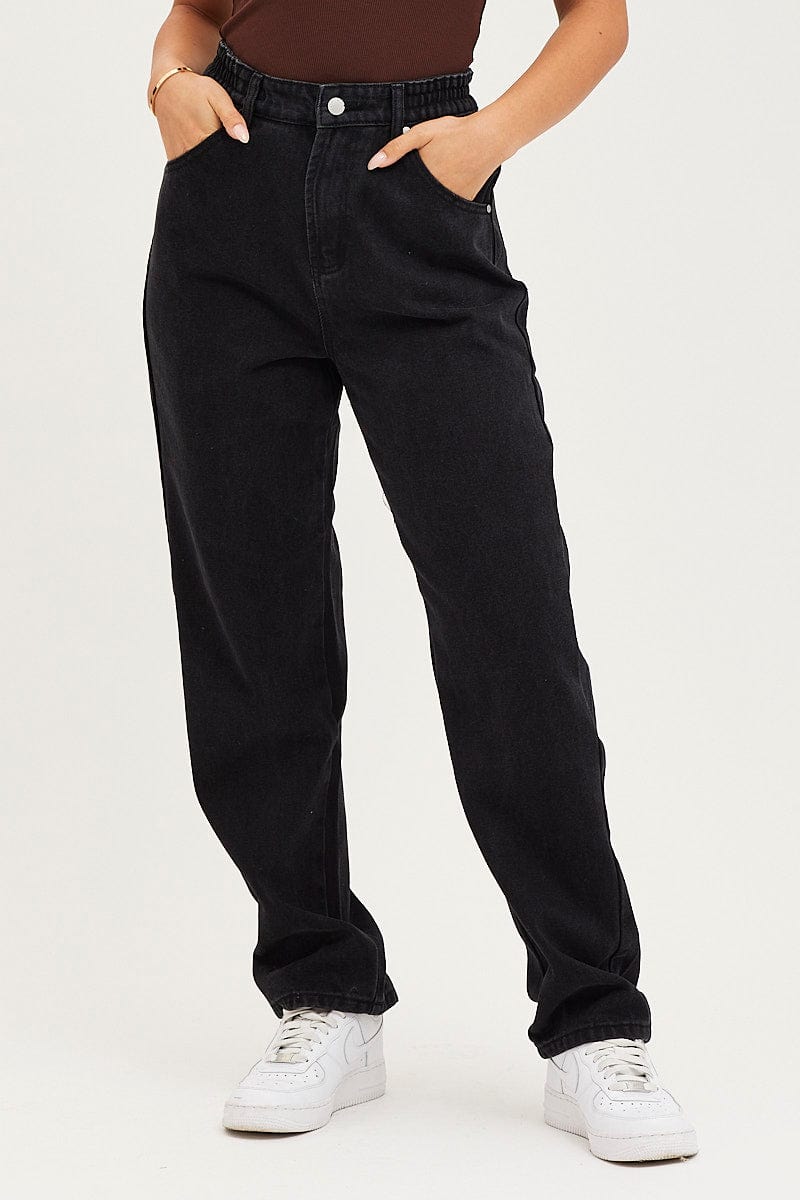 Denim Paper Bag Pants Skinny Leg Baggy Paperbag Pants Denim Paper