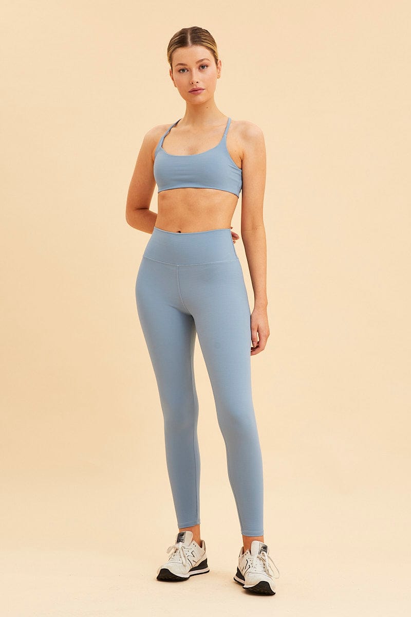 BRA CROP TOP Blue Crop Top Active Rib for Women by Ally
