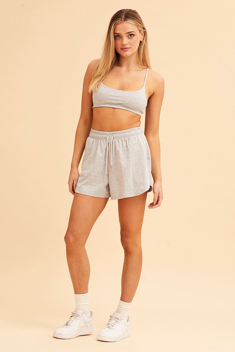 BRA CROP TOP Grey Lila Cami Crop Top for Women by Ally