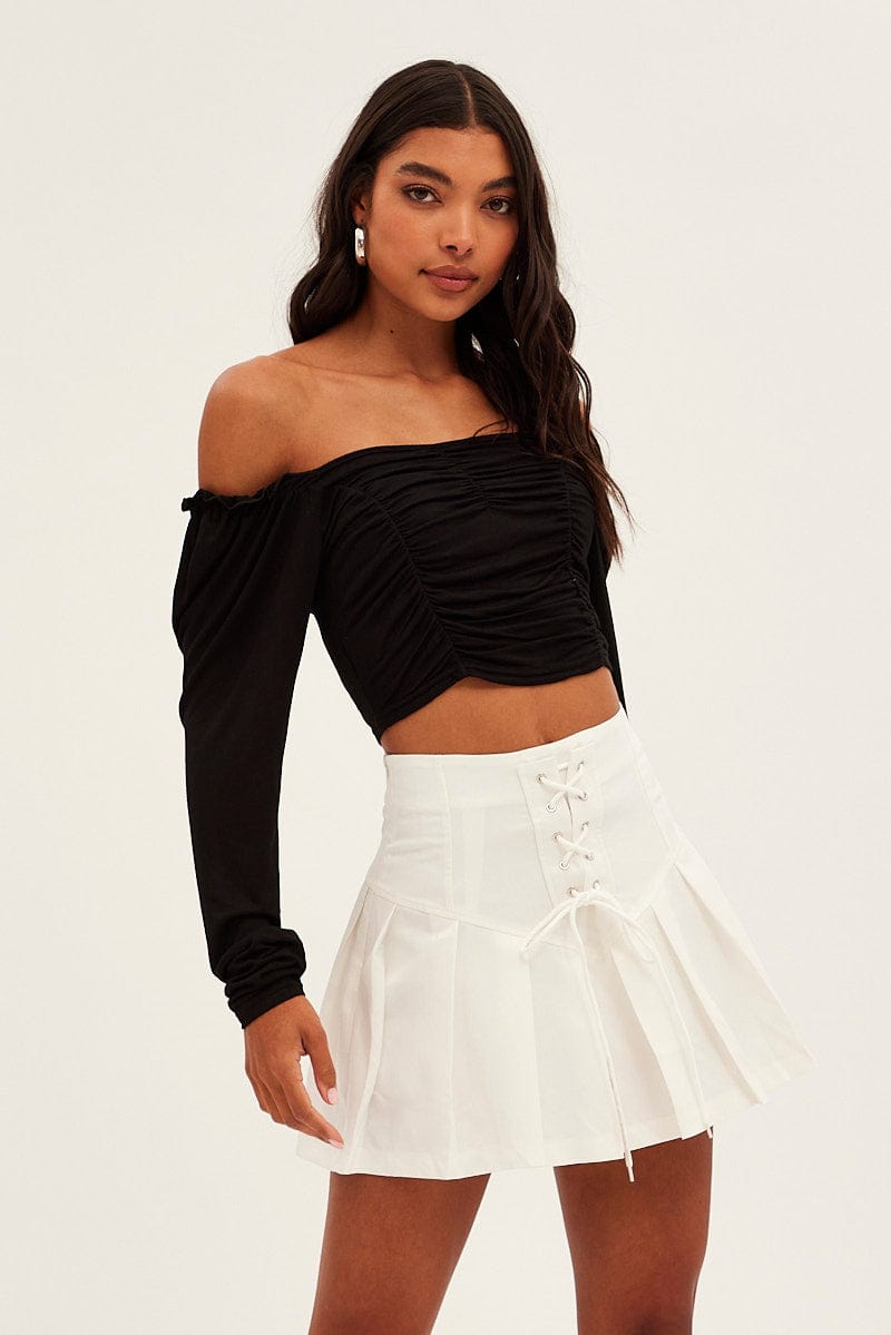 BRALET Black Crop Top Long Sleeve for Women by Ally