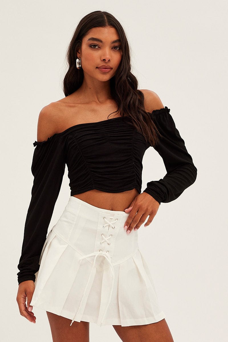 BRALET Black Crop Top Long Sleeve for Women by Ally