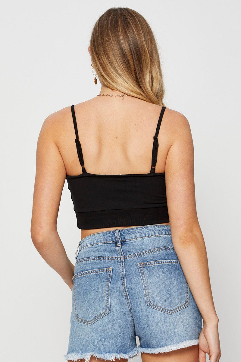 BRALET Black Singlet Bralette Crop for Women by Ally