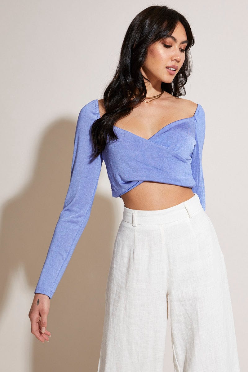 BRALET Blue Wrap Crop Top for Women by Ally
