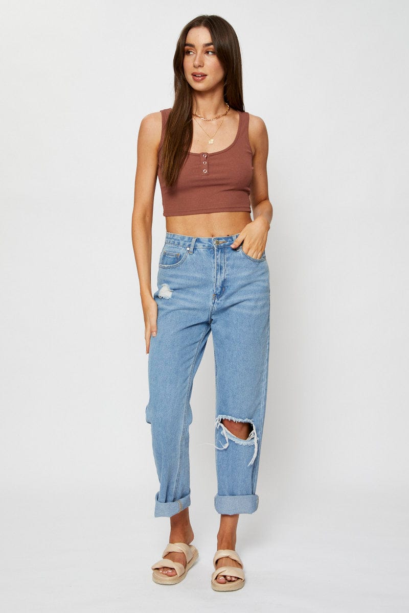 BRALET Brown Crop Top for Women by Ally