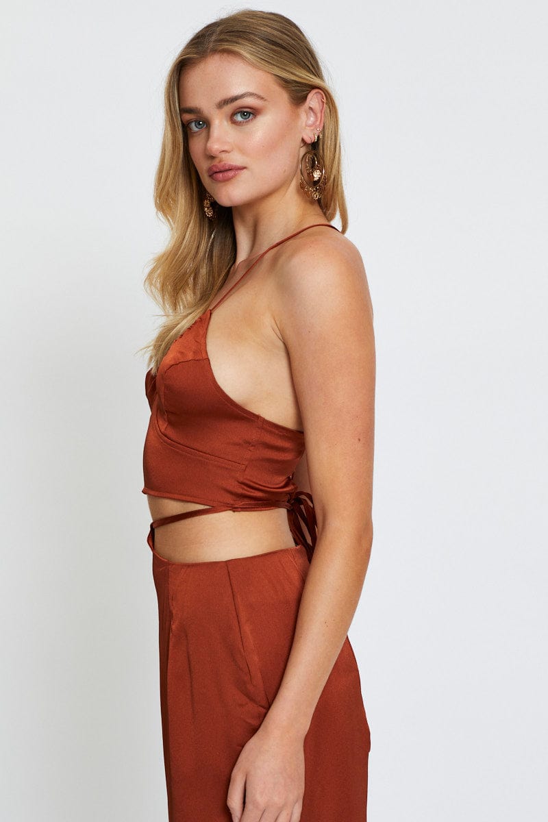 BRALET Camel Cami Top Halter Satin for Women by Ally