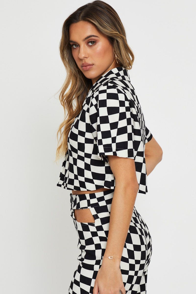 BRALET Check Wrap Top Short Sleeve Crop for Women by Ally