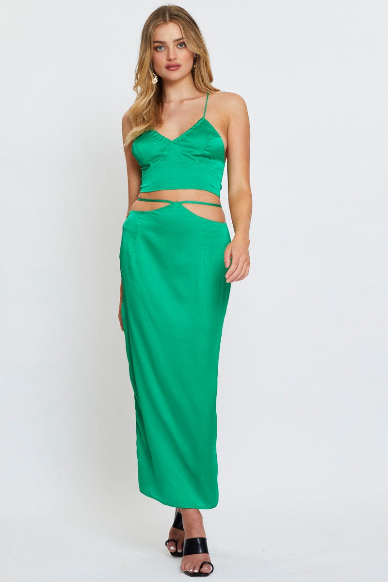 BRALET Green Cami Top Halter Satin for Women by Ally