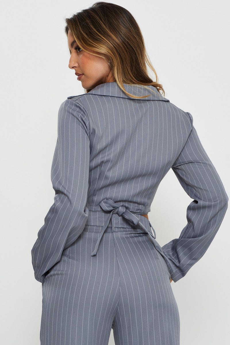 BRALET Stripe Wrap Top Long Sleeve for Women by Ally