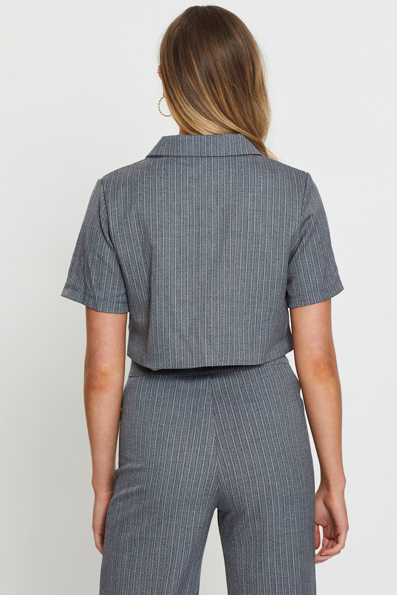 BRALET Stripe Wrap Top Short Sleeve Crop for Women by Ally