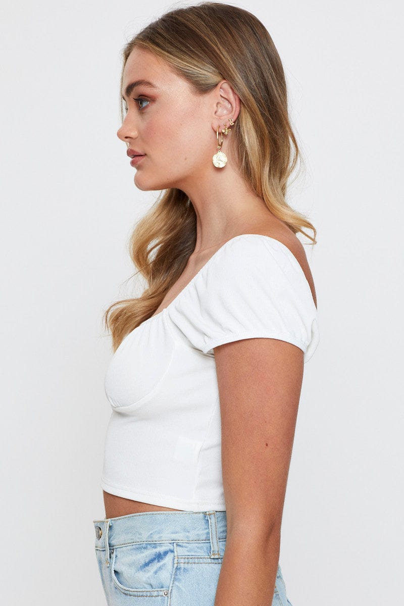 BRALET White Crop Top Off Shoulder for Women by Ally