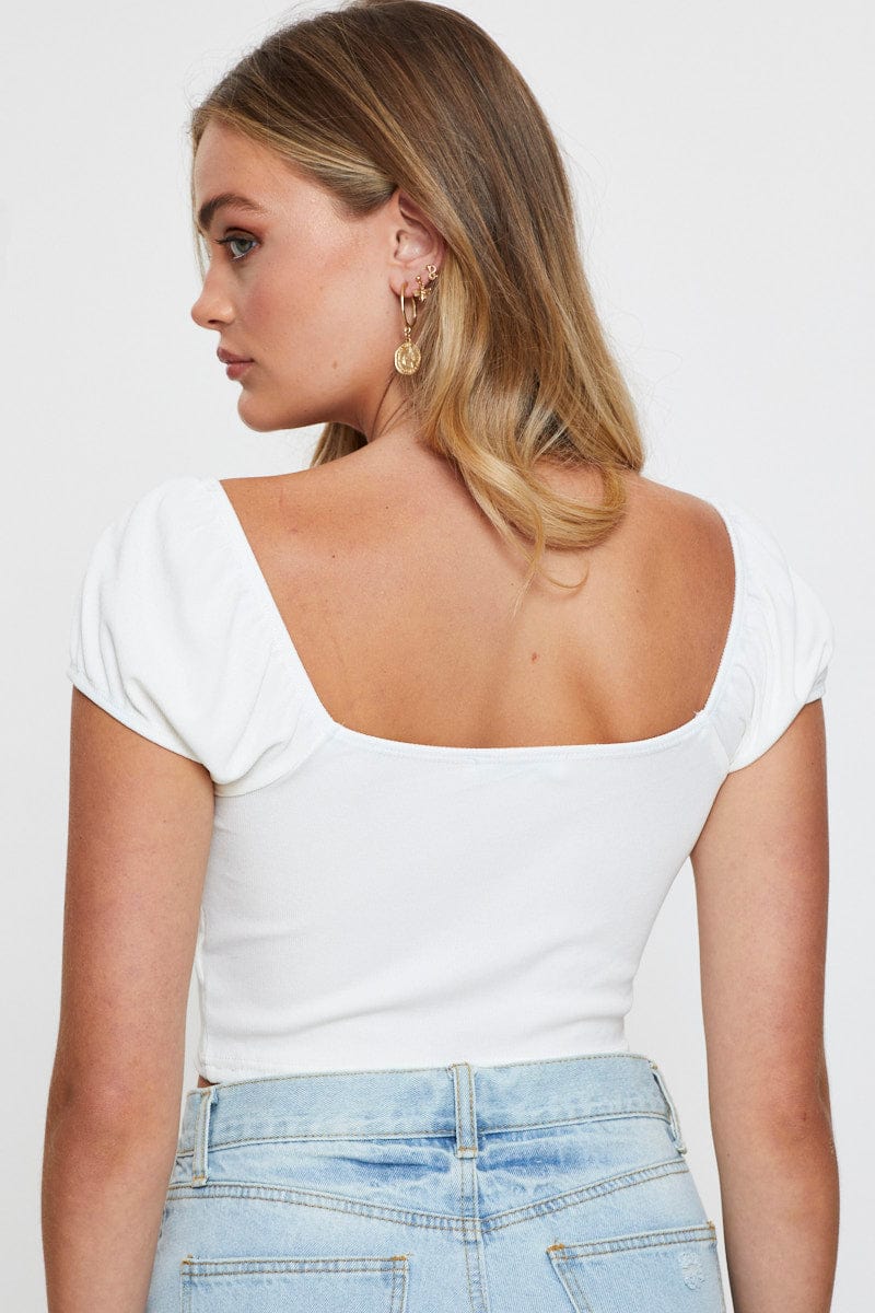 BRALET White Crop Top Off Shoulder for Women by Ally