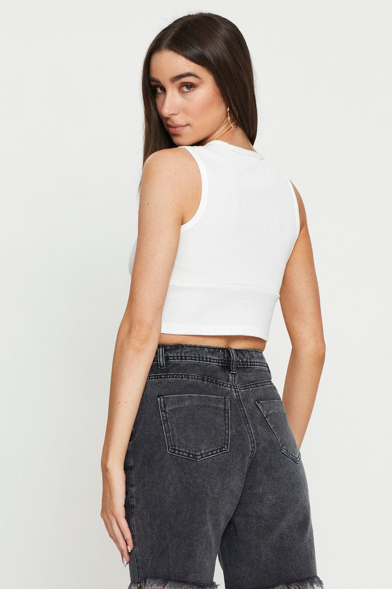 BRALET White Crop Top Sleeveless for Women by Ally