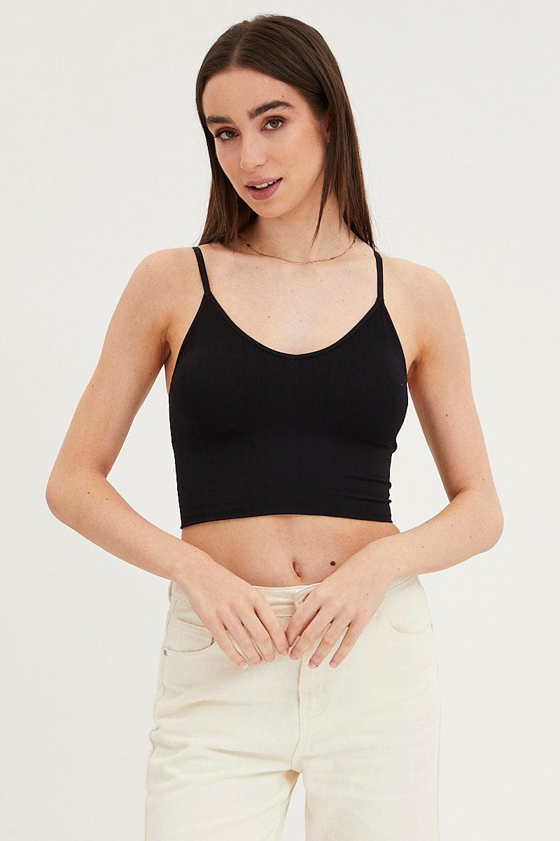 BRALETTE Black Crop Top Seamless for Women by Ally