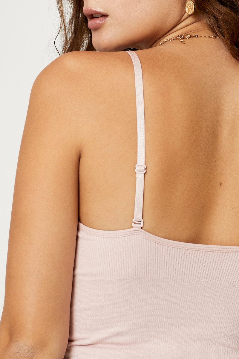 BRALETTE Pink Crop Top Seamless for Women by Ally