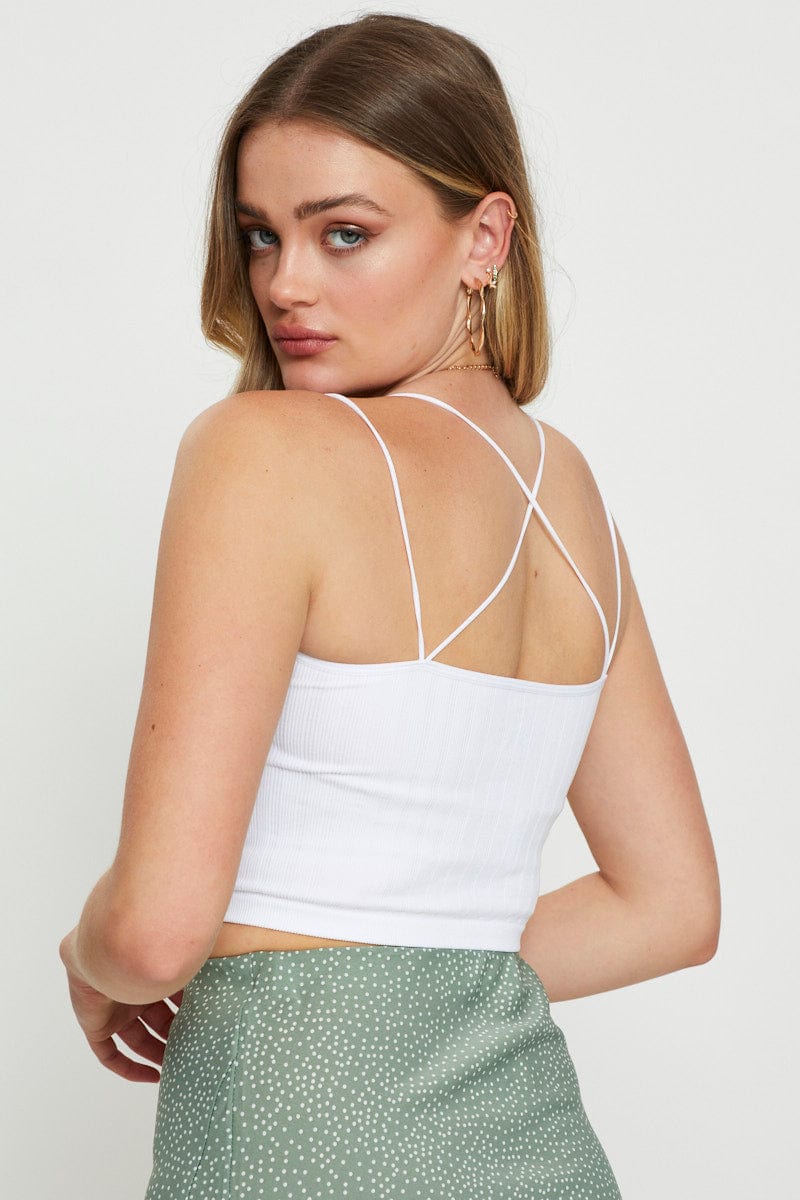 BRALETTE White Bralette Top Seamless Crop for Women by Ally