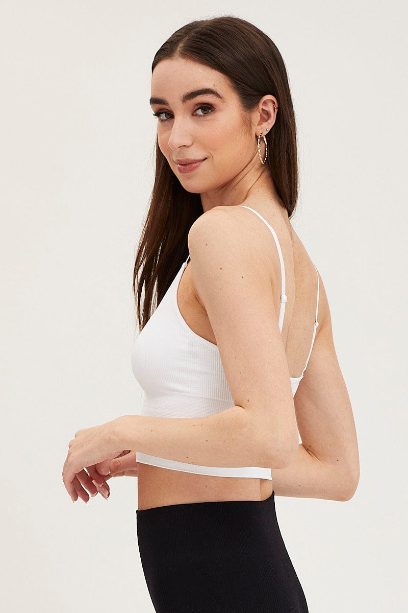 BRALETTE White Crop Singlet Top Seamless for Women by Ally