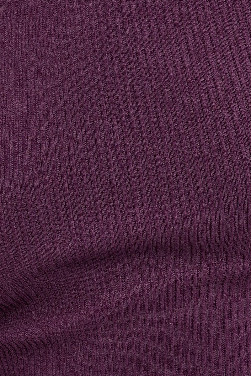 Purple Seamless Rib Tank Top | Ally Fashion