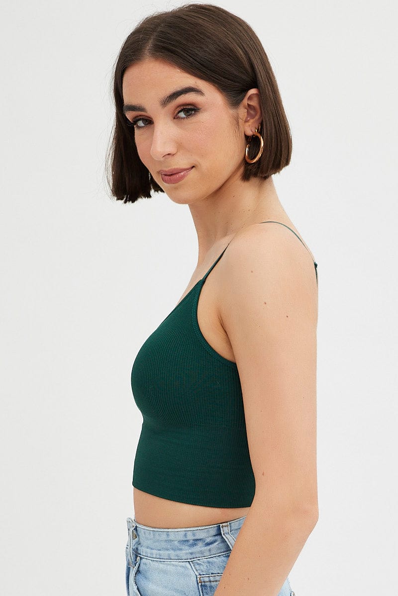 Green Crop Singlet Top Seamless for Ally Fashion