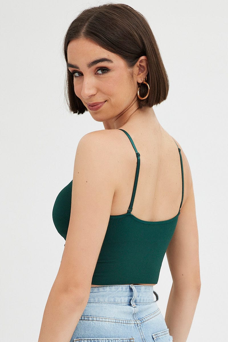 Green Crop Singlet Top Seamless for Ally Fashion