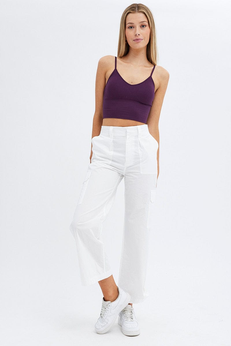 Purple Crop Singlet Top Seamless | Ally Fashion