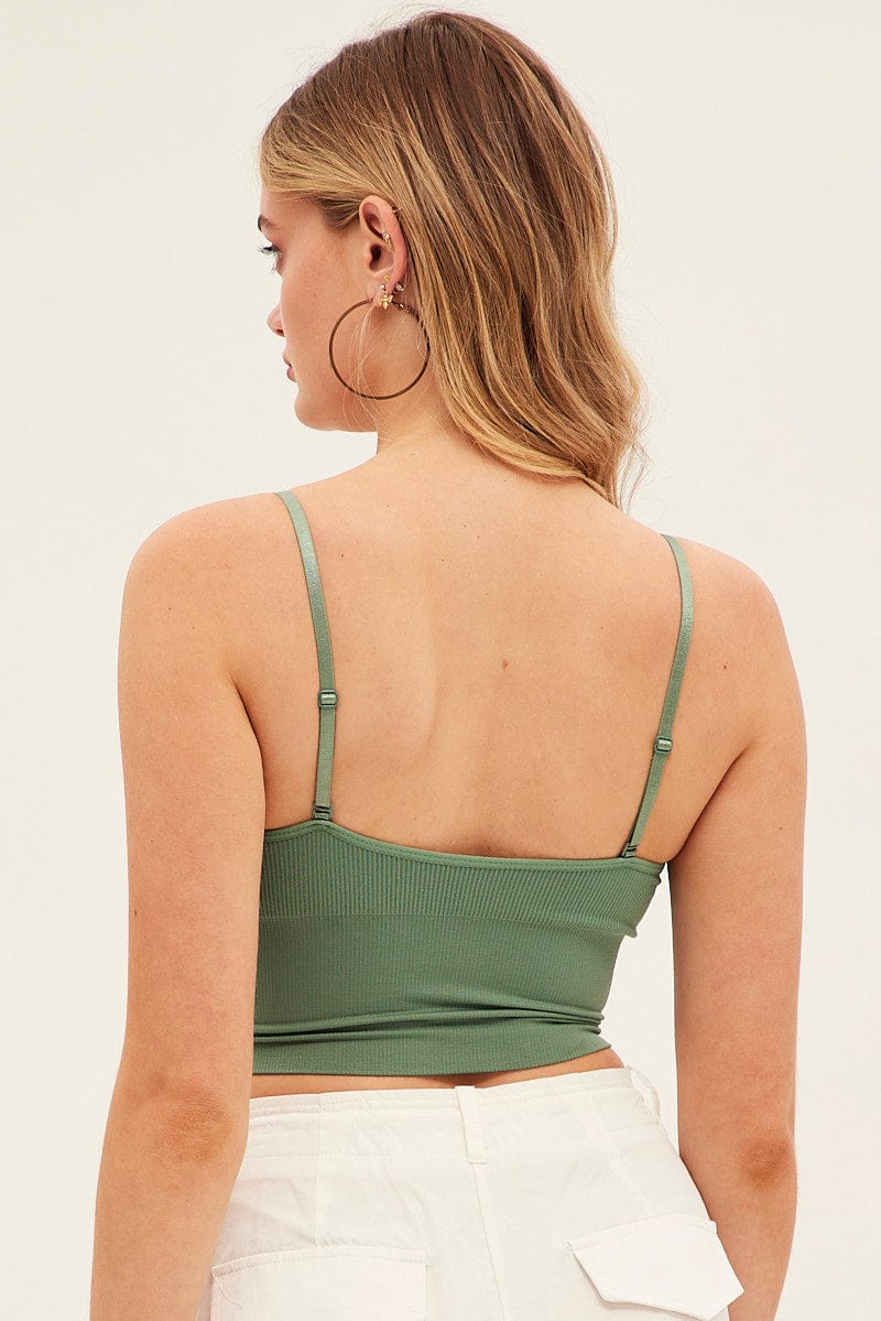 Green Crop Singlet Top Seamless for Ally Fashion