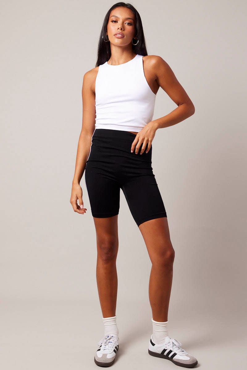 Black Bike Shorts Seamless Side Stripe for Ally Fashion