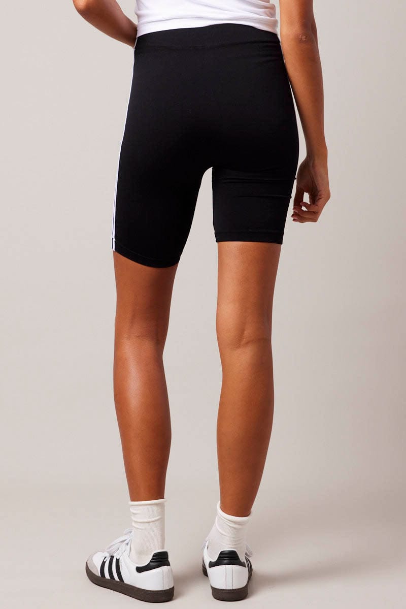 Black Bike Shorts Seamless Side Stripe for Ally Fashion
