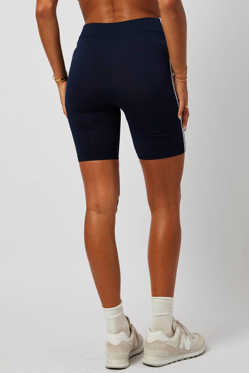 Blue Bike Shorts Seamless Side Stripe for Ally Fashion