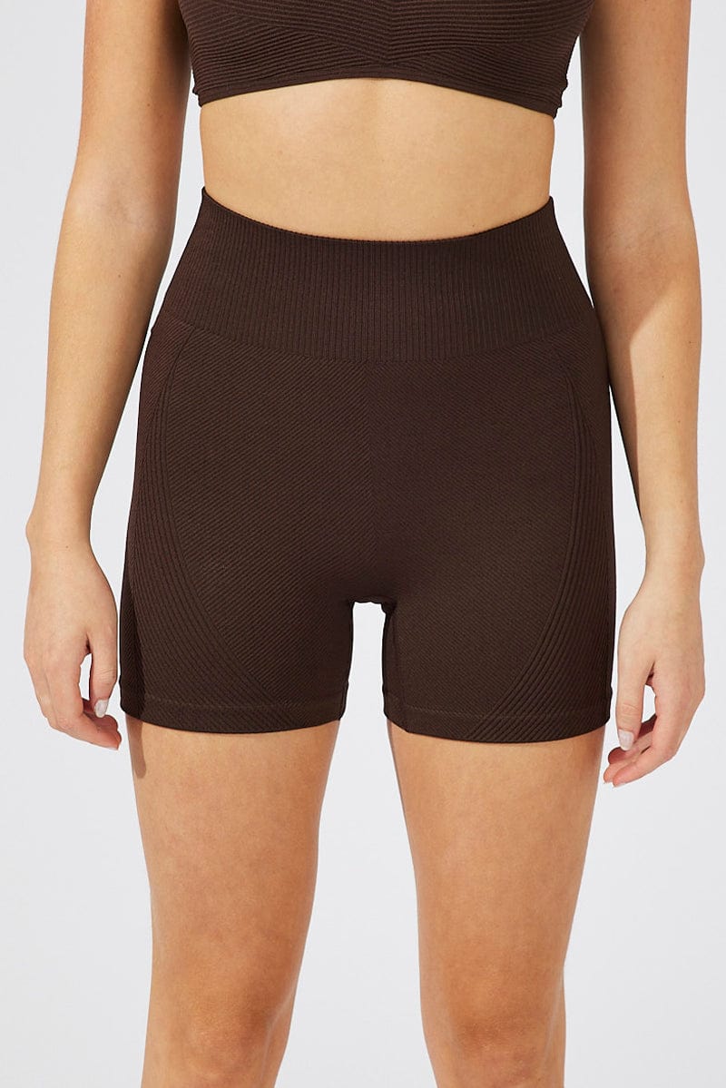 Brown Bike Shorts Seamless for Ally Fashion