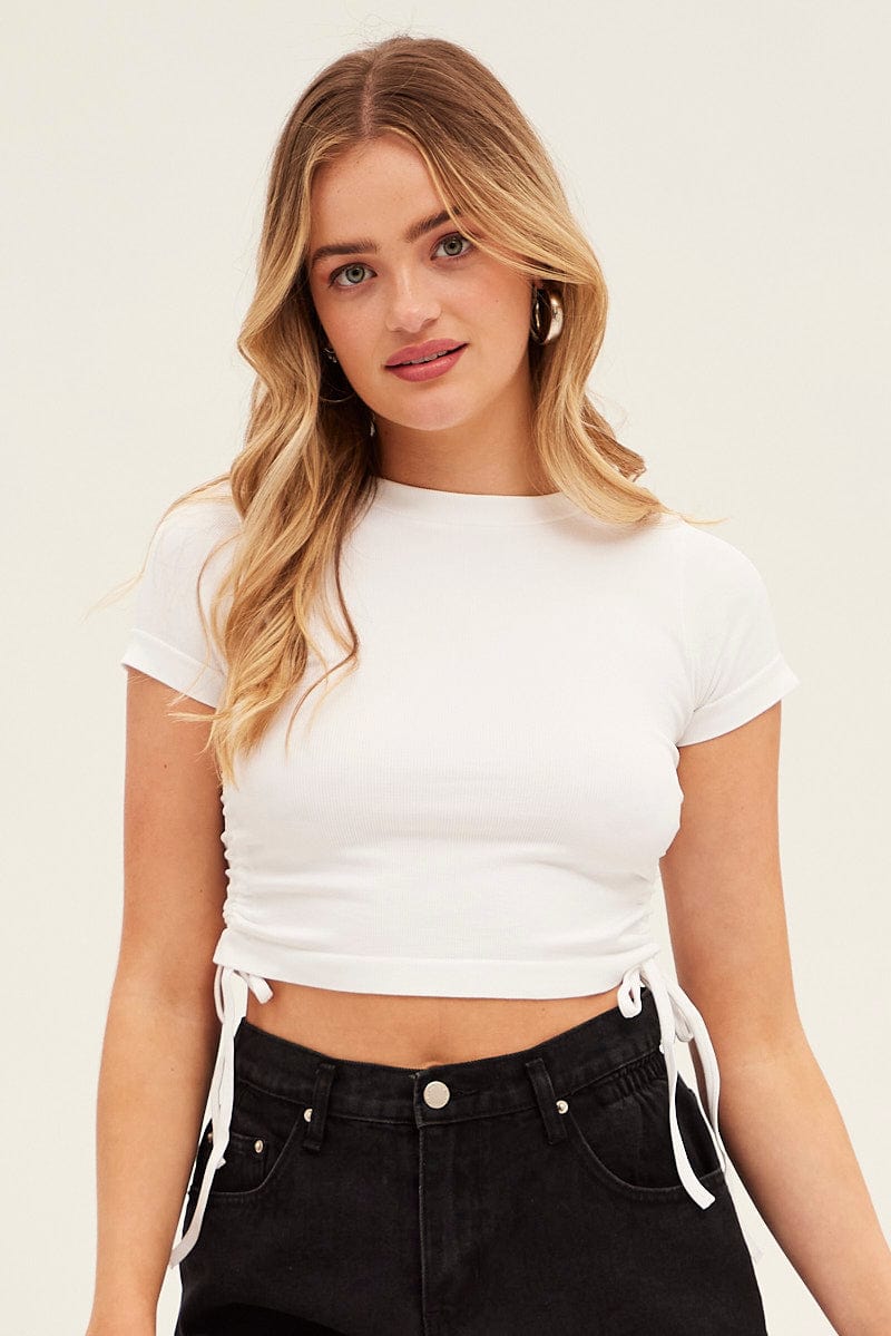 White T Shirt Short Sleeve Crew Neck for Ally Fashion