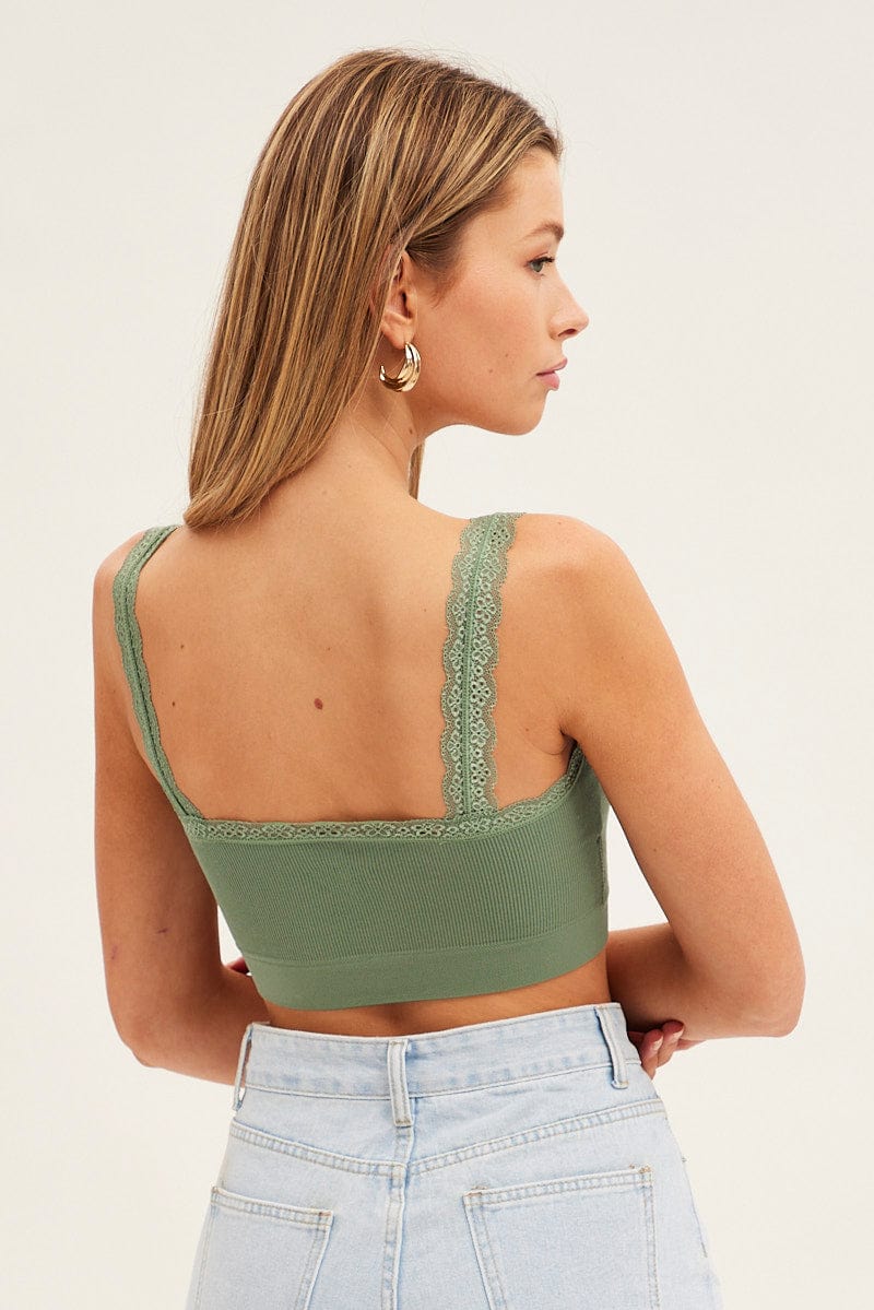 Green Bralette Top Seamless for Ally Fashion