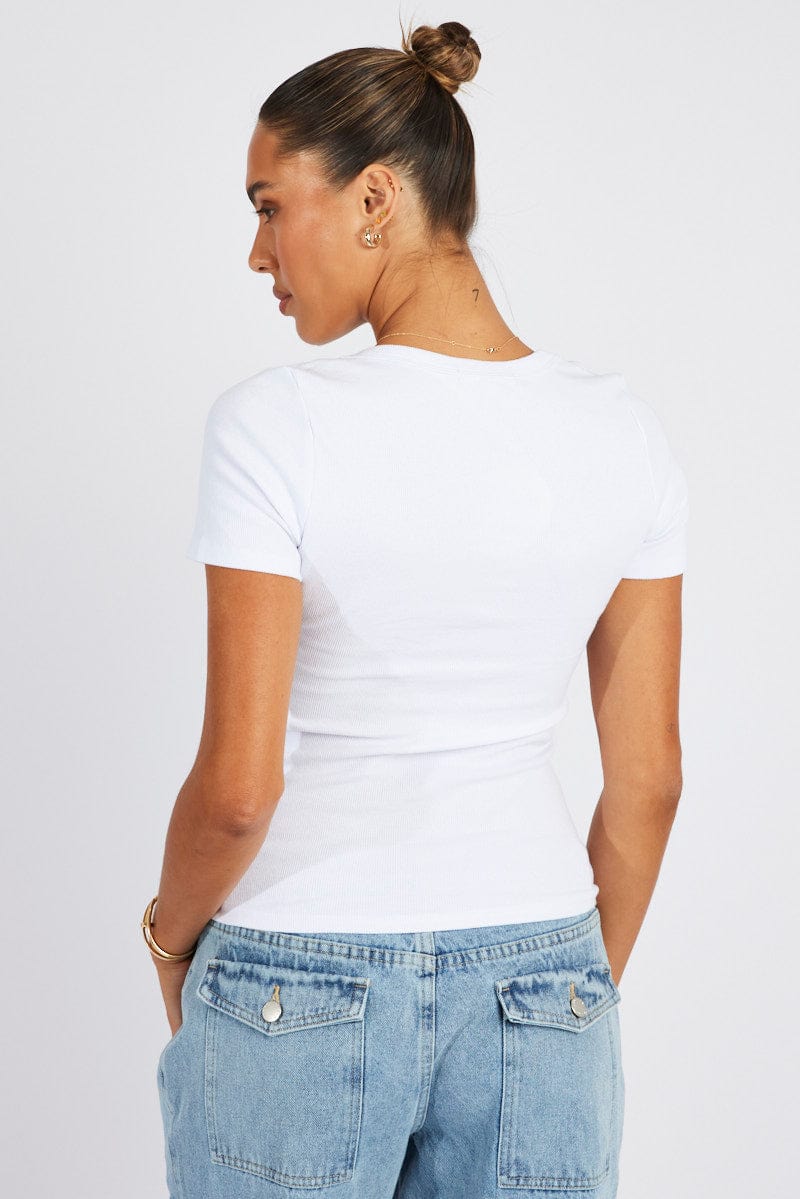 White T shirt Short sleeve Scoop Neck for Ally Fashion