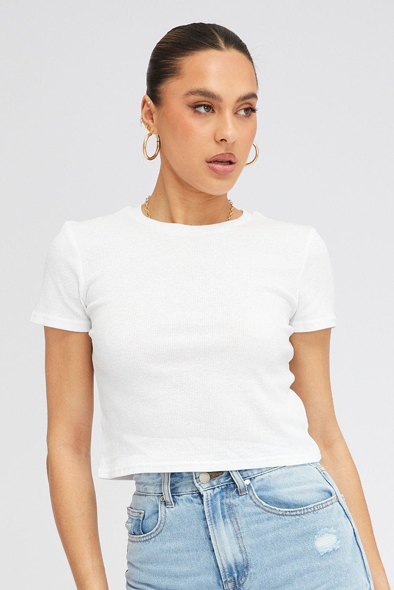 White T Shirt Short Sleeve Crew Neck for Ally Fashion