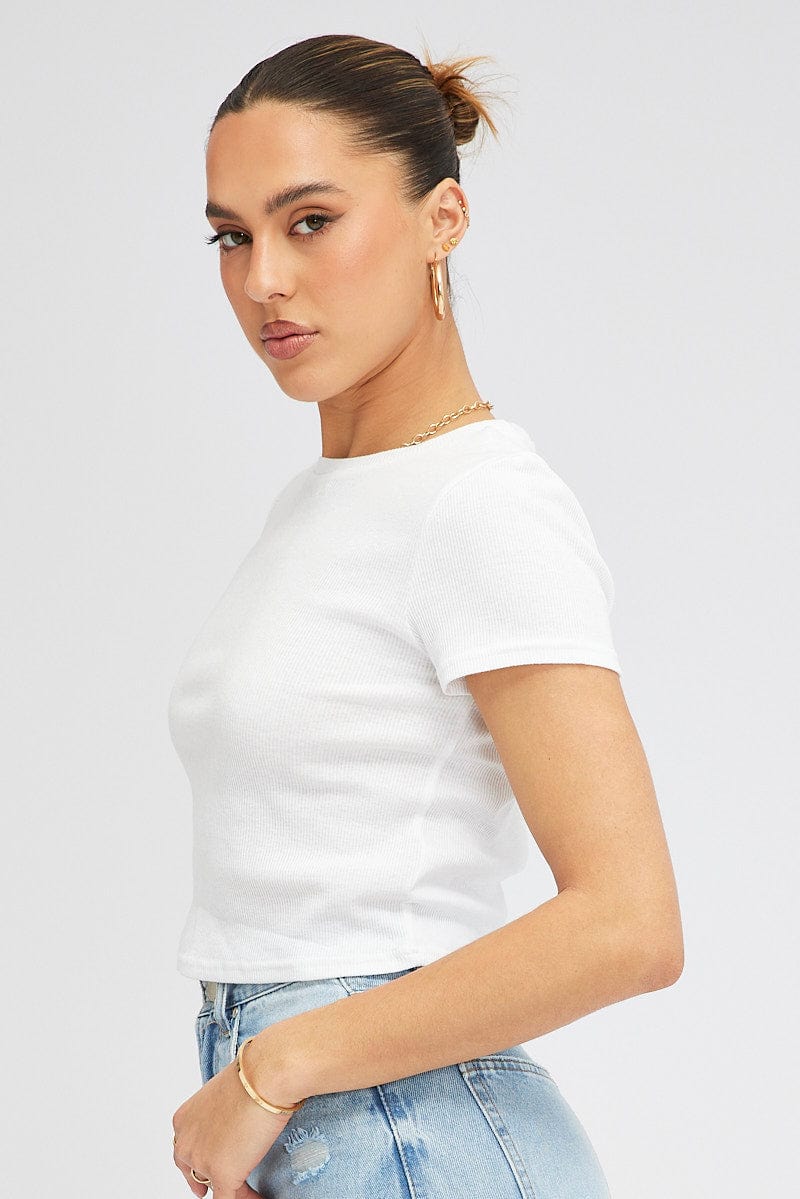 White T Shirt Short Sleeve Crew Neck for Ally Fashion