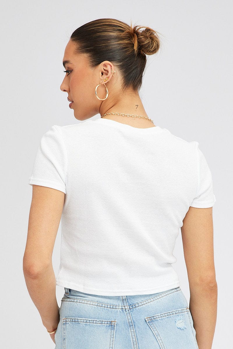 White T Shirt Short Sleeve Crew Neck for Ally Fashion