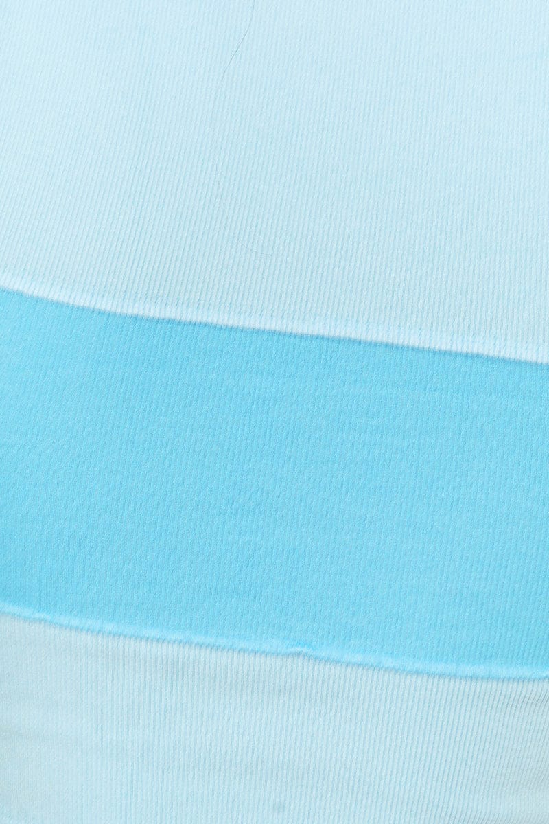 Blue Seamless Tank Panel Detail Crop for Ally Fashion
