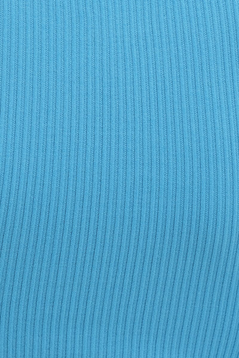 Blue Ruched Tank Top Crew Neck Seamless for Ally Fashion