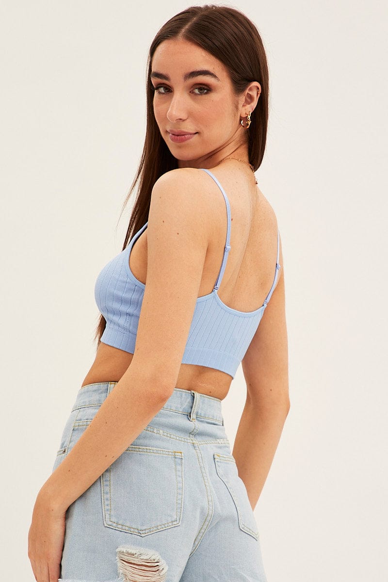 Blue Top Sleeveless Seamless for Ally Fashion