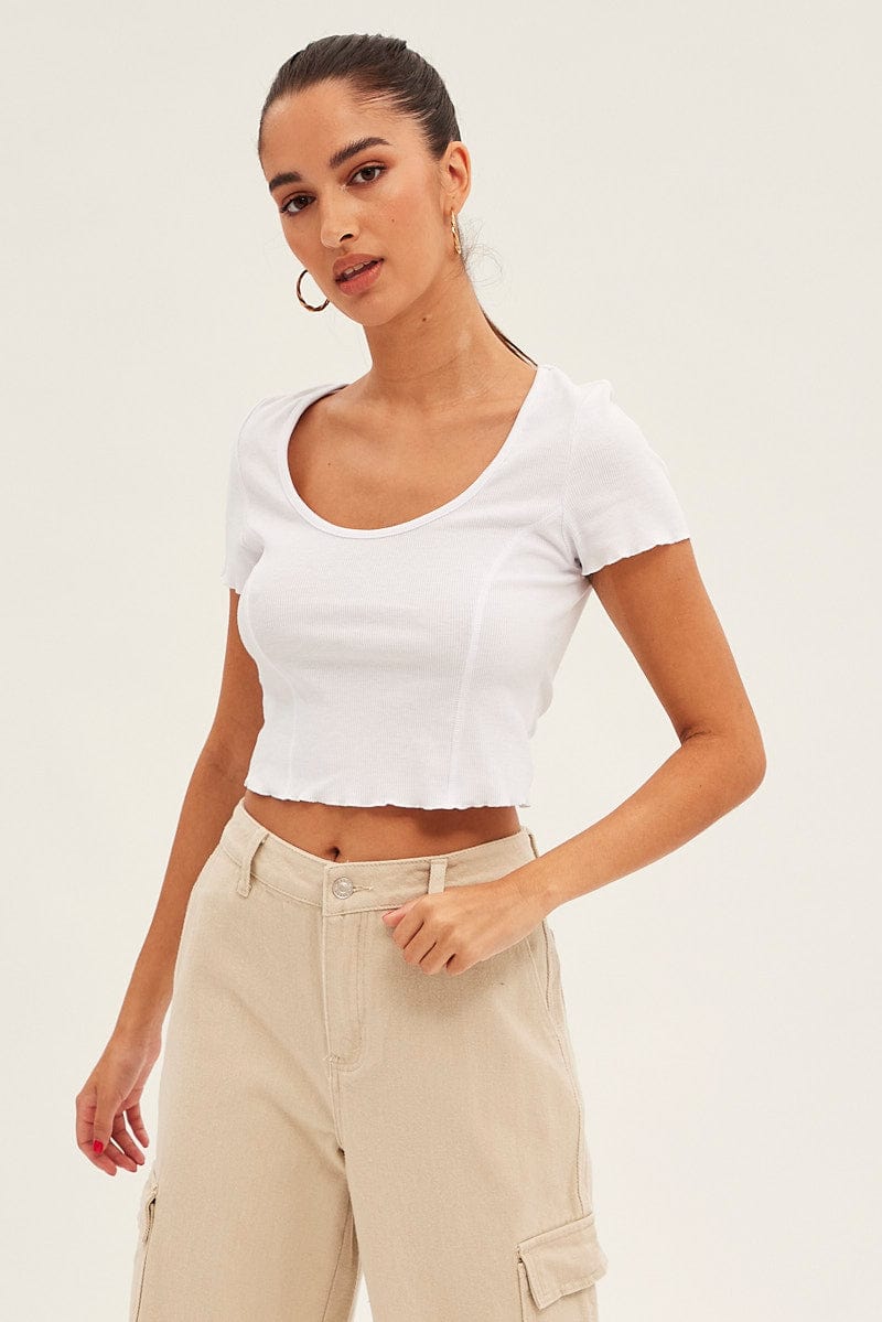 White T Shirt Short Sleeve Scoop Neck | Ally Fashion